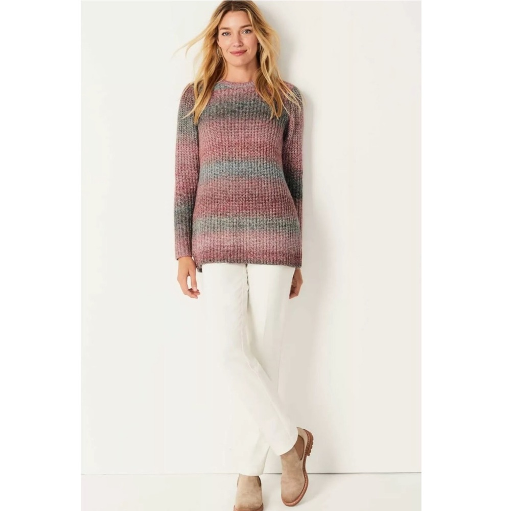 Striped Rose and Gray Knit Sweater - Women